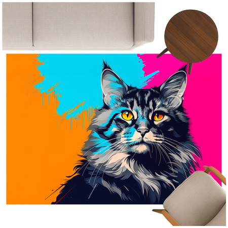 3D Strado MainCoon carpet 120x170 cm with cat pattern for animal lovers for living room and room