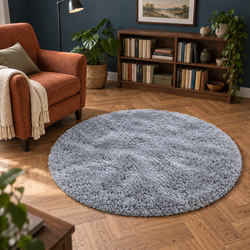 Shaggy Strado 150x150 SilverFur Round Carpet (Light Gray)