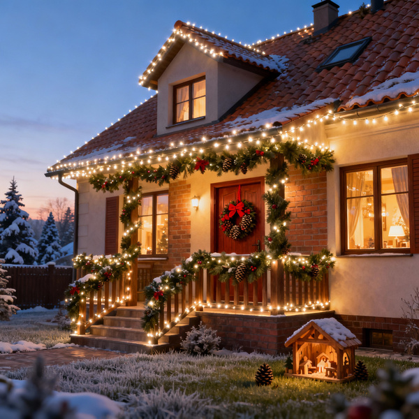 Lampki choinkowe 480 LED białe ciepłe wewnętrzne zewnętrzne 39m IP44, biały
