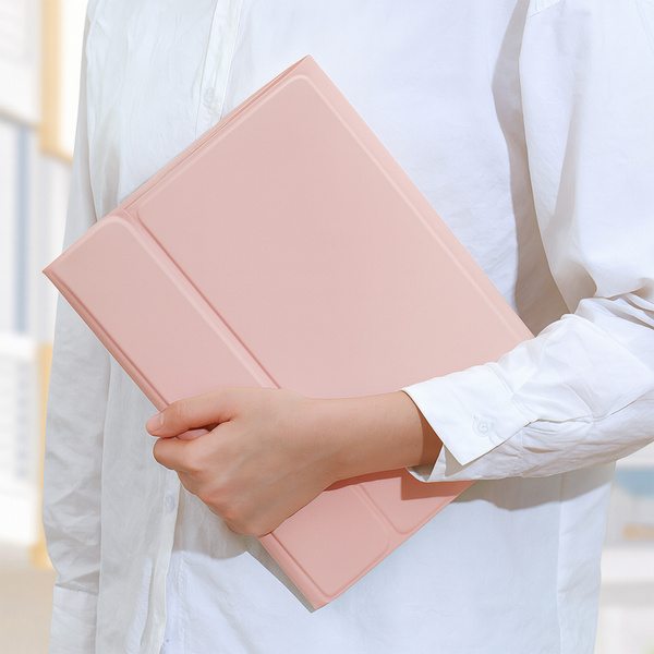 Etui z klawiaturą Bluetooth do Lenovo Tab M11, różowe - ochronne z podstawką, dostęp do portów i przycisków