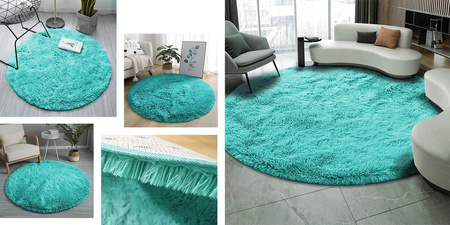 Shaggy Strado round carpet 200x200 TurquoiseSea (Turquoise)