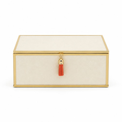 Szkatułka na biżuterię 18x13x7 cm organizer pudełko dekoracyjna pojemna welurowa beżowa