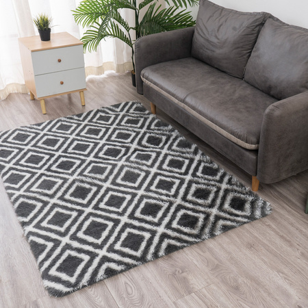 Dywan do salonu shaggy DECOR antypoślizgowy miękki puszysty modny 200x250 Black Cube