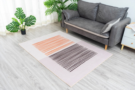 Dywan NOVO Strado nowoczesny do salonu delikatny beżowy wzór velvet Piaskowe Linie 160x200 cm