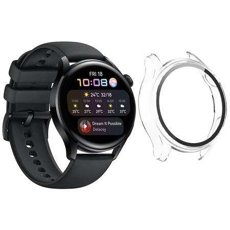 Etui obudowa 2w1 ze szkłem do Huawei Watch 3 (Bezbarwne)