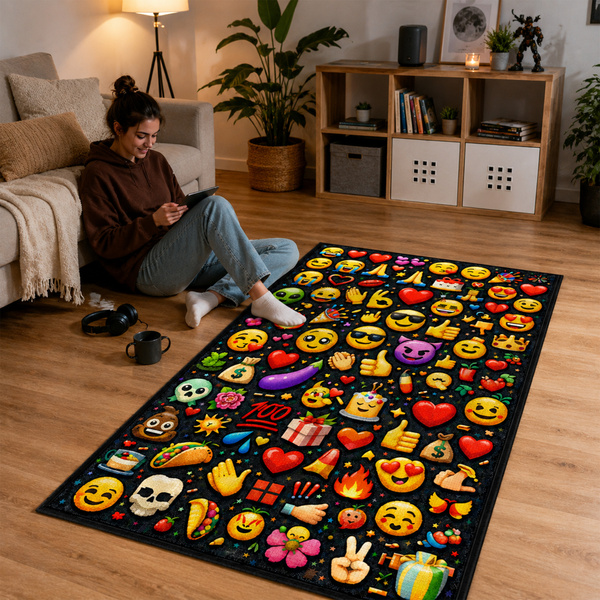 Dywan gamingowy 100x150 dla gracza mata pod fotel antypoślizgowy Emoji 3D