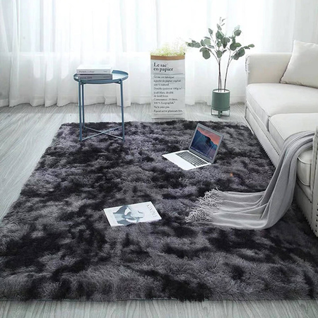 Miękki dywan Ombre Shaggy Strado 140x200 cm ciemnoszary wygodny do salonu i sypialni