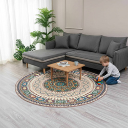 Dywan okrągły Novo 80x80 cm, beżowy Orientalny - pluszowy do salonu