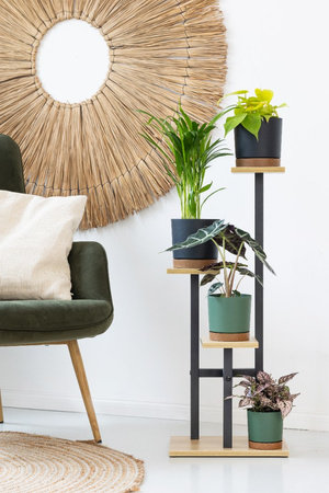 Kwietnik PEAK stojący metalowy stojak na kwiaty rośliny regał 83,5cm, czarny