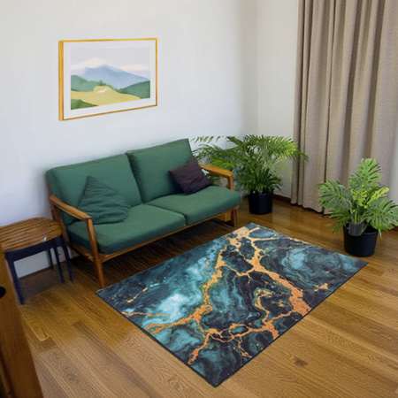 Dywan NOVO Strado nowoczesny do salonu marmurowy wzór velvet Malachit 140x200 cm