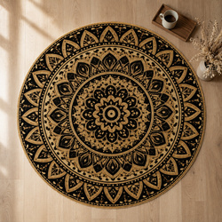Dywan okrągły Mandala do salonu 120x120 orientalny NOVO antypoślizgowy