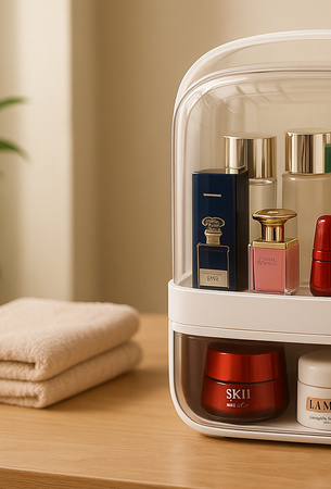 Kompaktowa szkatułka organizer NELA na biżuterię i kosmetyki praktyczny pojemnik z przegródkami