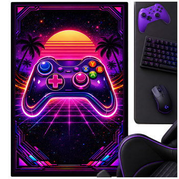 Dywan gamingowy 120x170 dla gracza mata pod fotel antypoślizgowy Retro Pad