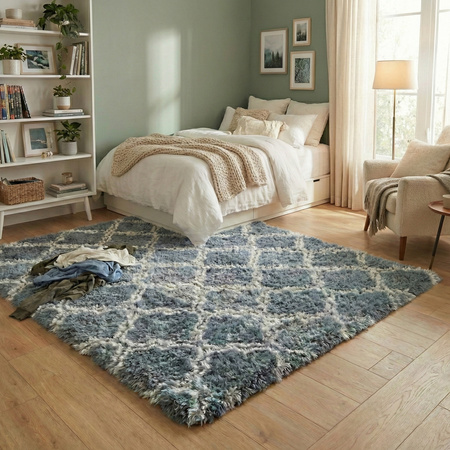 Dywan do salonu shaggy DECOR antypoślizgowy miękki puszysty modny 160x220, srebrny