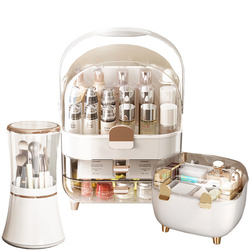 Large set of 3 ARIA acrylic cosmetic organizers with drawers multi-level white design