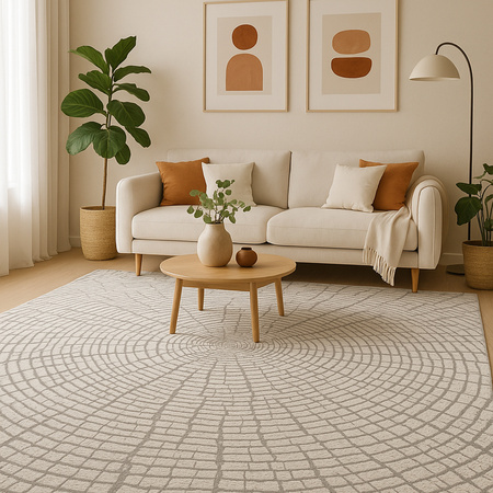 Dywan 140x200 do salonu pętelkowy duży japandi nowoczesny ciężki gruby POLO, szary