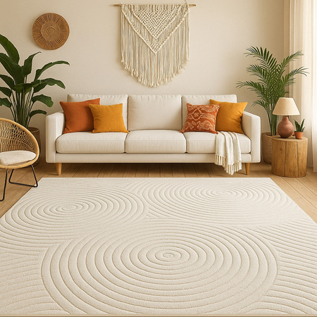 Dywan 120x170 do salonu pętelkowy duży japandi nowoczesny ciężki gruby POLO - Raining Grey (Szary)