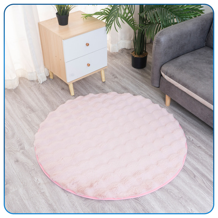 Dywan okrągły Rabbit Bubble 120 cm, różowy - pluszowy, miękki do salonu i sypialni