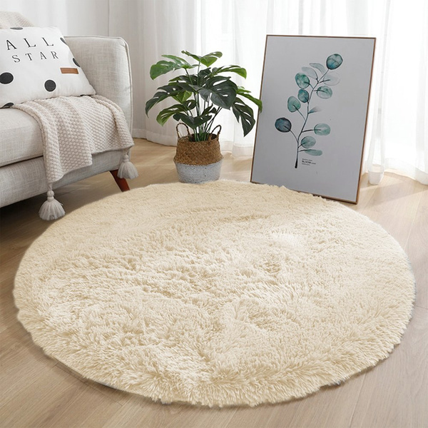 Dywan okrągły Shaggy 120x120 cm, beżowy CreamBeige - pluszowy do salonu