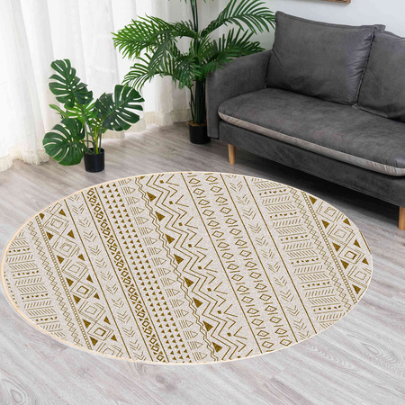 Dywan okrągły NOVO Strado nowoczesny beżowy orientalny wzór do salonu Sahara 100x100 cm