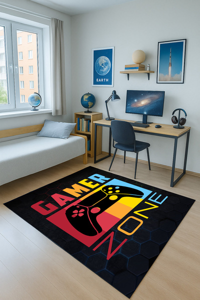 3D Strado GAMER ZONE gaming carpet 100x150 cm perfect for a gamer's room