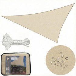 Żagiel przeciwsłoneczny szary trójkątny 3,6m ochrona UV wodoodporny +lina