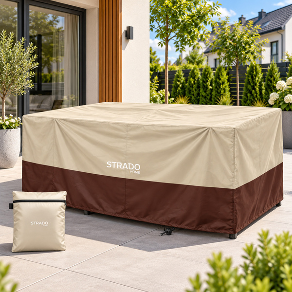 Pokrowiec na meble ogrodowe 308x138x89 cm wodoodporny UV beżowo-brązowy