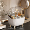 Large set of 3 ARIA acrylic cosmetic organizers with drawers multi-level white design