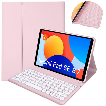 Etui z magnetyczną klawiaturą Bluetooth do Redmi Pad SE 8.7 CFRPSE87 (Różowe)