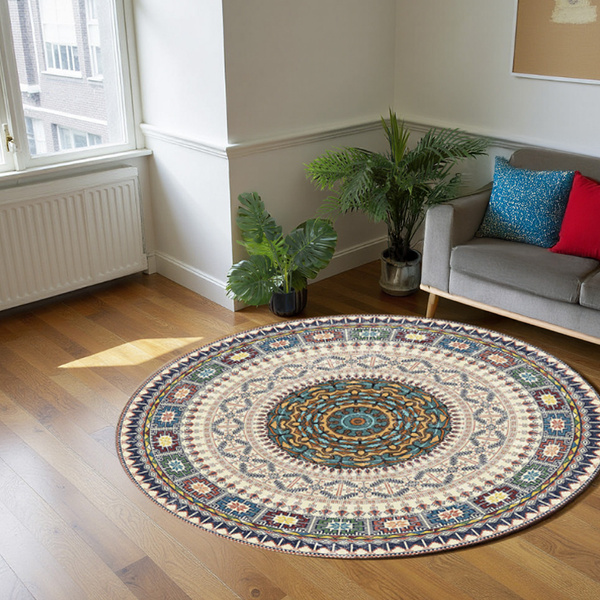 Dywan okrągły Novo 80x80 cm, beżowy Orientalny - pluszowy do salonu