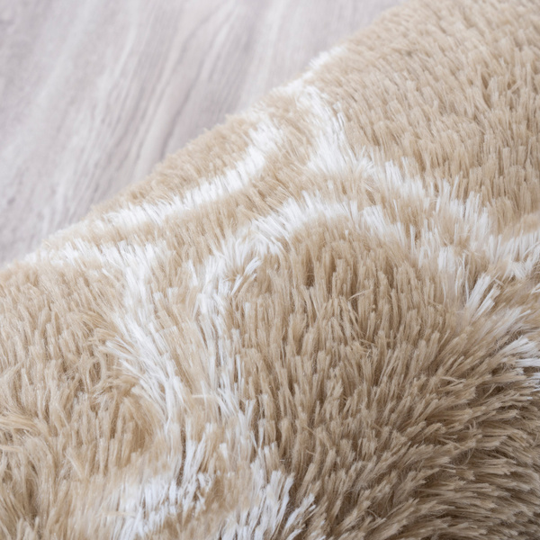 Dywan okrągły Shaggy Decor 140x140 cm, khaki - pluszowy, miękki do salonu i sypialni