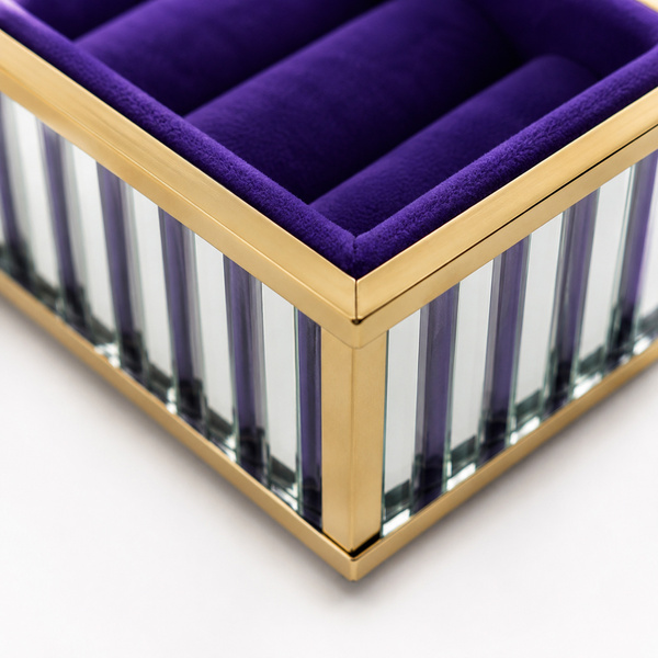 Szklana szkatułka na biżuterię 26x13x4cm 4A Purple
