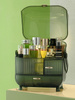 Multilevel green casket organizer Strado for cosmetics and jewelry capacious lockable acrylic trunk