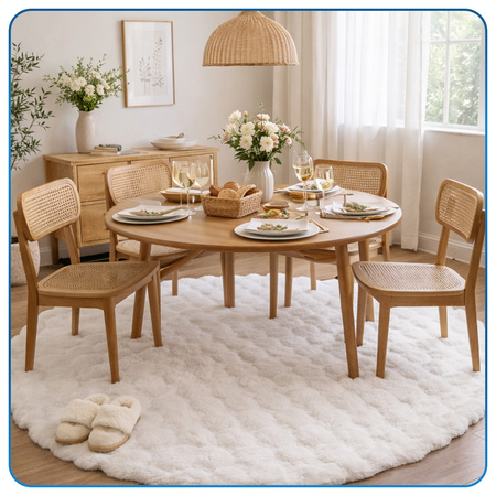 Dywan okrągły Rabbit Bubble 120 cm - miękki puszysty dywan do salonu i sypialni - biały