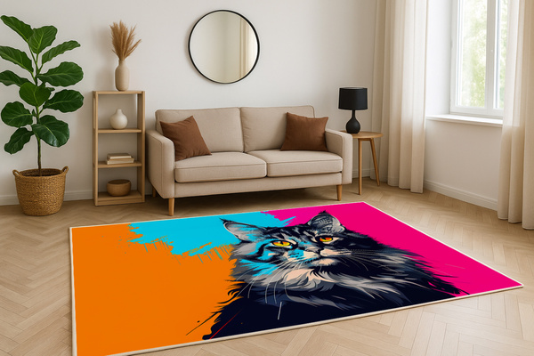 Dywan gamingowy 3D Main Coon 100x150 cm - nowoczesny wzór 3D do pokoju gracza