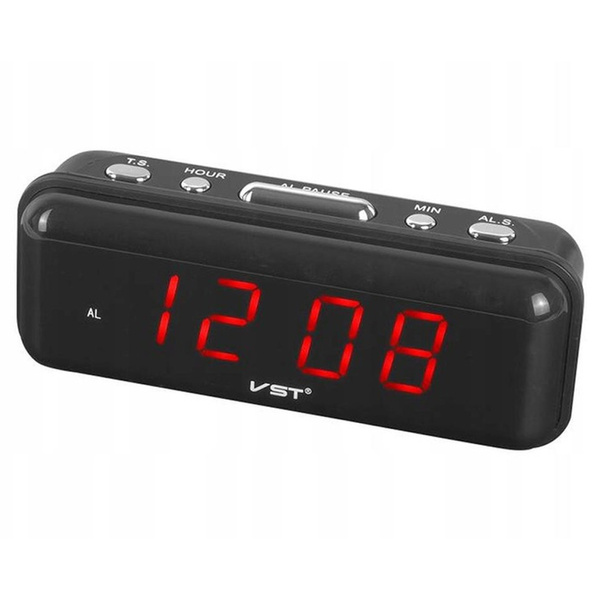 Budzik zegar elektroniczny cyfrowy LED 24h głośny alarm, czarny