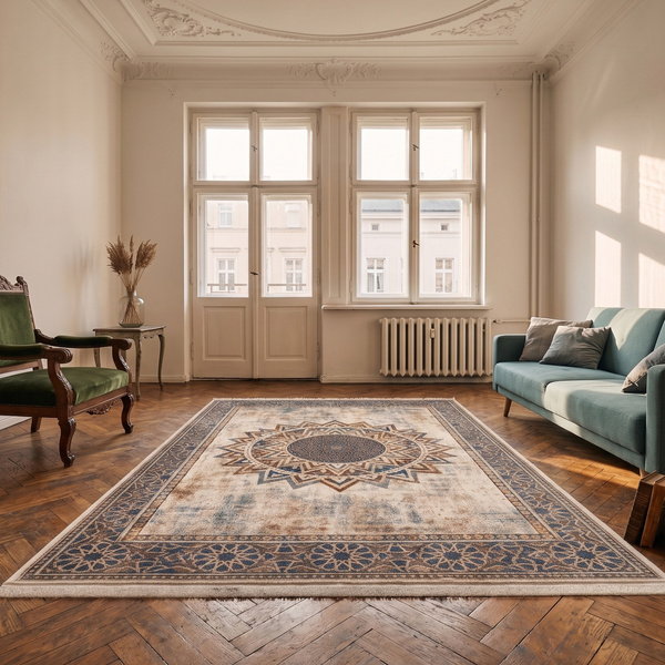 Duży dywan Mandala do salonu 200x300 orientalny NOVO antypoślizgowy miękki