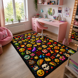 Dywan gamingowy 140x200 dla gracza mata pod fotel antypoślizgowy Emoji 3D