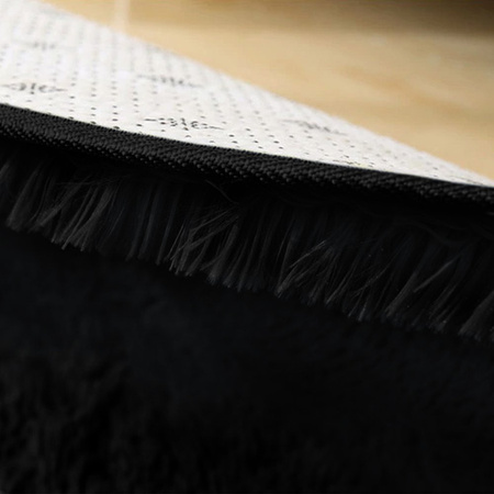 Dywan Shaggy antypoślizgowy okrągły salon miękki pluszowy 120x120, czarny