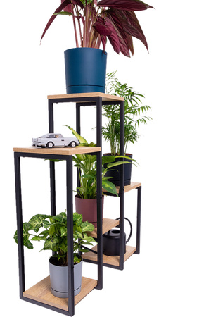 Kwietnik stojący metalowy PANORAMA na kwiaty i rośliny na 6 donic JASNY DĄB