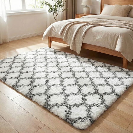 Dywan do salonu shaggy DECOR antypoślizgowy miękki puszysty modny 160x220, biały