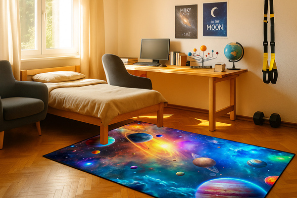 Dywan gamingowy 3D Galaktyka 140x200 cm - nowoczesny wzór 3D do pokoju gracza