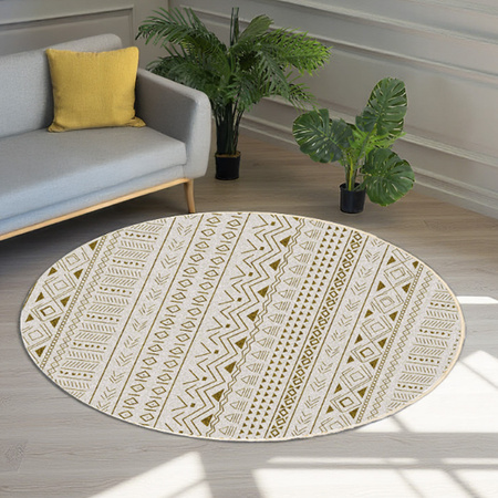 Dywan okrągły NOVO Strado nowoczesny beżowy orientalny wzór do salonu Sahara 100x100 cm