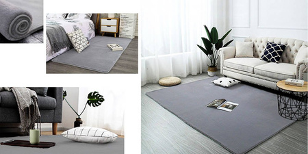 Dywan Rabbit futro królika antypoślizgowy nowoczesny miękki 140x200, srebrny