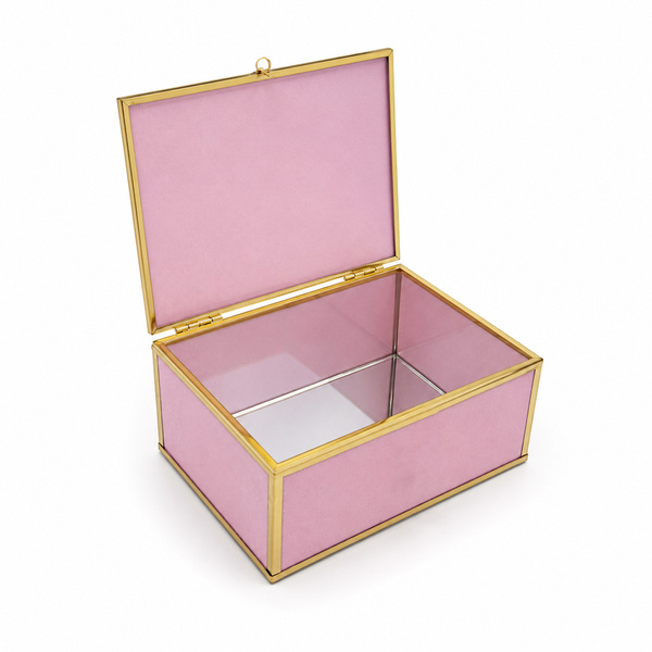 Szkatułka na biżuterię 18x13x7 cm organizer pudełko dekoracyjna pojemna welurowa różowa