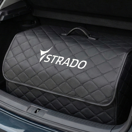 Składany DUŻY organizer do bagażnika auta pikowany kuferek pojemnik torba, czarny