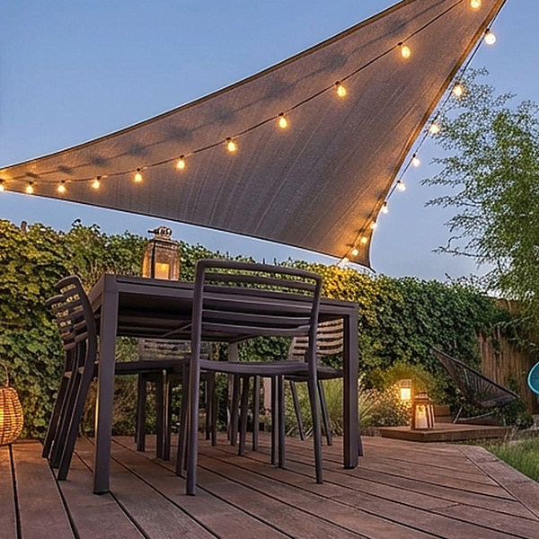 Żagiel przeciwsłoneczny szary trójkątny 3,6m ochrona UV wodoodporny + lina