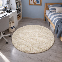 Shaggy Strado Round Carpet 90x90 CreamBeige (Beige)