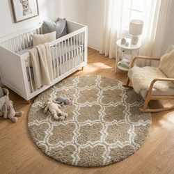 Dywan okrągły Shaggy Decor 120x120 cm, khaki - pluszowy, miękki do salonu i sypialni