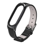 Pasek skórzany do Xiaomi Mi Band 3/4 Black – elegancki zamiennik silikonowej opaski